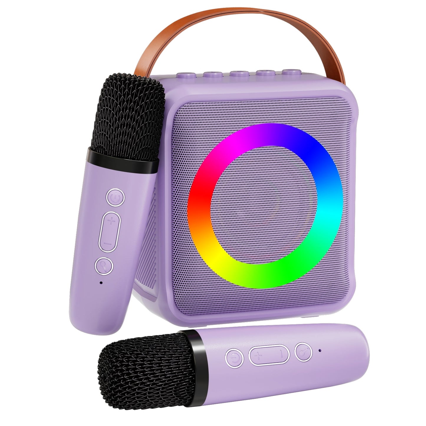 BONAOK Karaoke Machine for Kids Adults, Portable Bluetooth Speaker with 2 Wireless Mics, Microphone Speaker Set with LED Lights for Home Party, Birthday Gifts for Girls Boys(Pink)