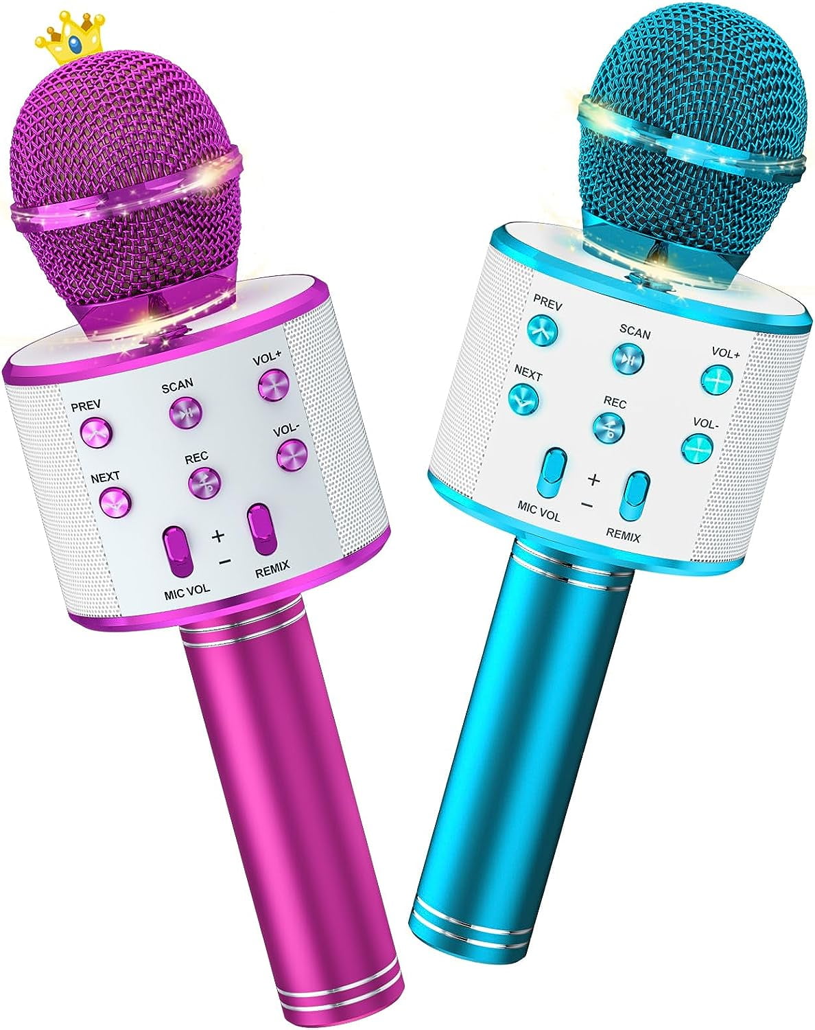 BONAOK Micrófono De Karaoke Inalámbrico Con Bluetooth – 4 En 1 Con Efectos De Voz Y Luces Intermitentes, Portátil Y Compatible Con Android, Ideal Para Fiestas En Casa Y Regalos Para Niños Y Adultos (Morado Claro)