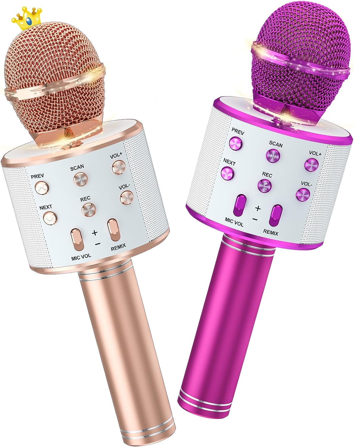 BONAOK 2 Pack Karaoke Microphone for Kids Adults, Wireless Bluetooth Karaoke Microphone for Singing, Portable Handheld Mic Speaker Machine,Birthday Gifts Toys for Girls Boys Teens(Blue & Purple)