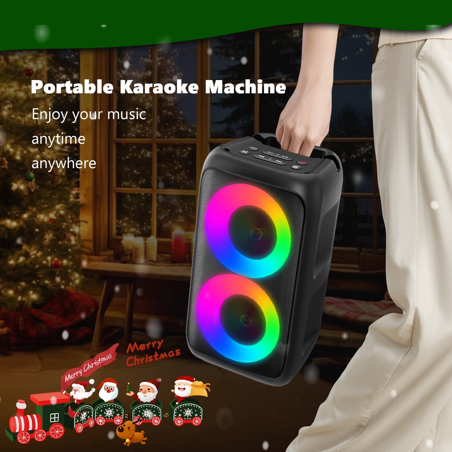 BONAOK Karaoke Machine for Adults, Portable Bluetooth Speaker with 2 Wireless Karaoke Microphones, Birthday Gift