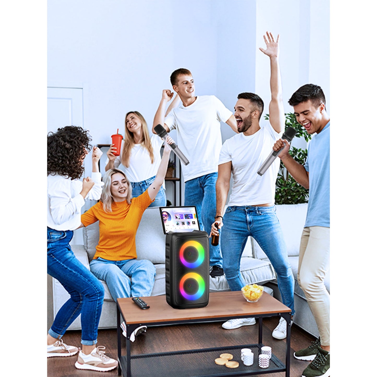 BONAOK Karaoke Machine for Adults, Portable Bluetooth Speaker with 2 Wireless Karaoke Microphones, Birthday Gift