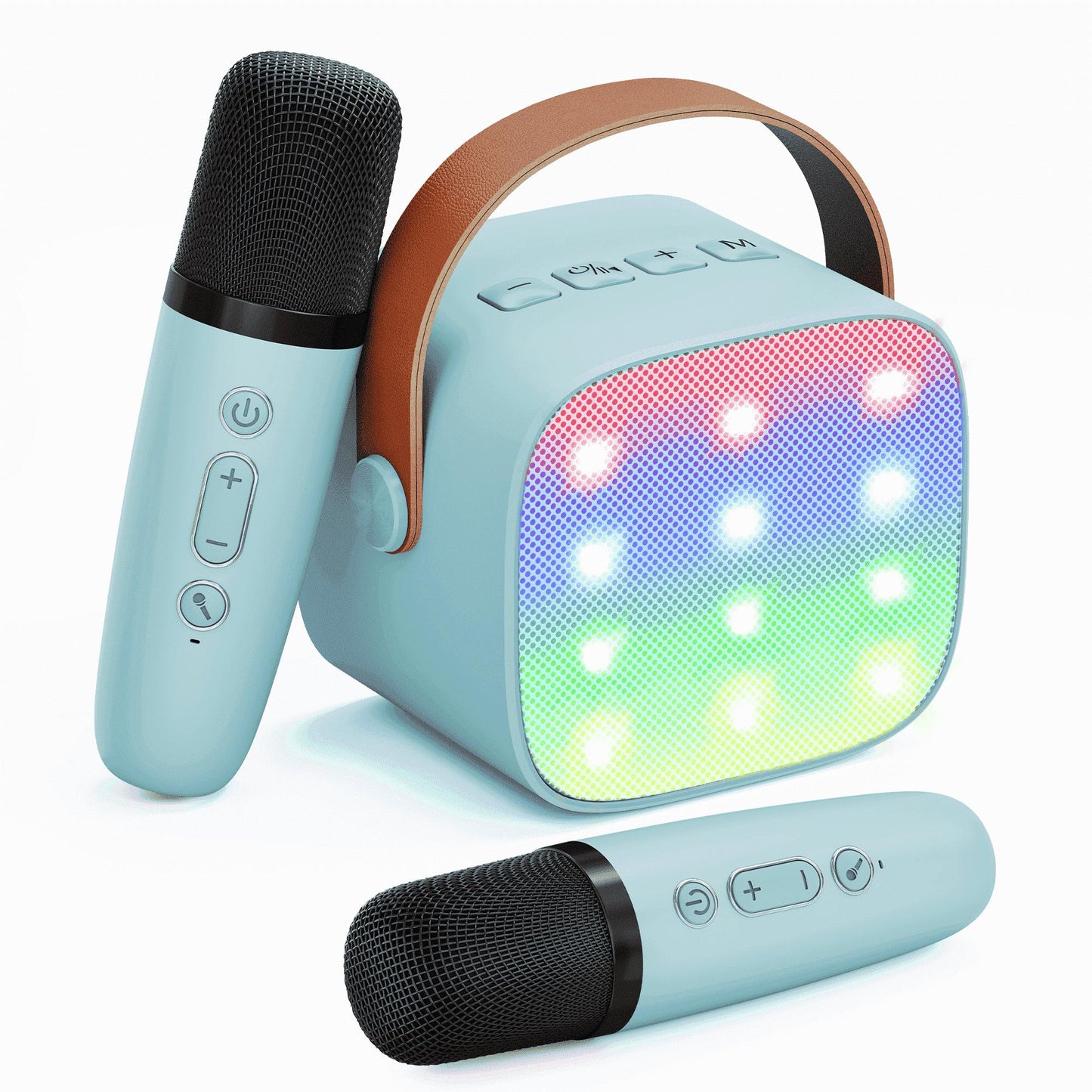 BONAOK Mini Karaoke Machine for Kids Adults, Portable Bluetooth Singing Speaker with 2 Mics, Ideal Birthday Gift for Girls Boys Home Family Party, Blue
