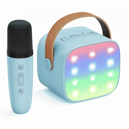 BONAOK Mini Karaoke Machine for Kids Adults, Portable Bluetooth Singing Speaker with Microphone, Ideal Birthday Gift for Girls Boys Home Family Party, Blue
