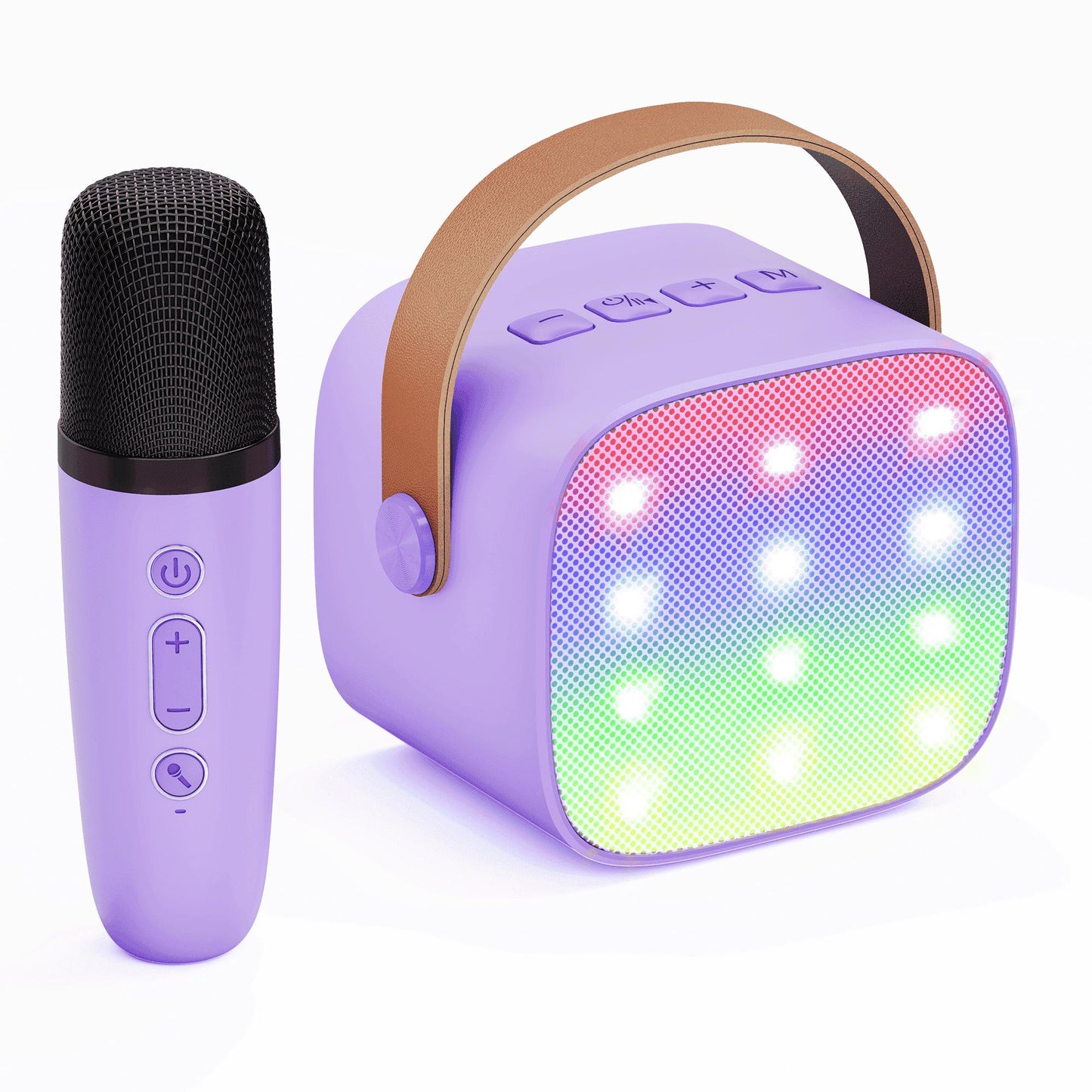Bonaok Mini Karaoke Machine for Kids, Christmas Portable Speaker with Wireless Microphone for Singing, Gift for 4-12+ Years Old Girls, Purple