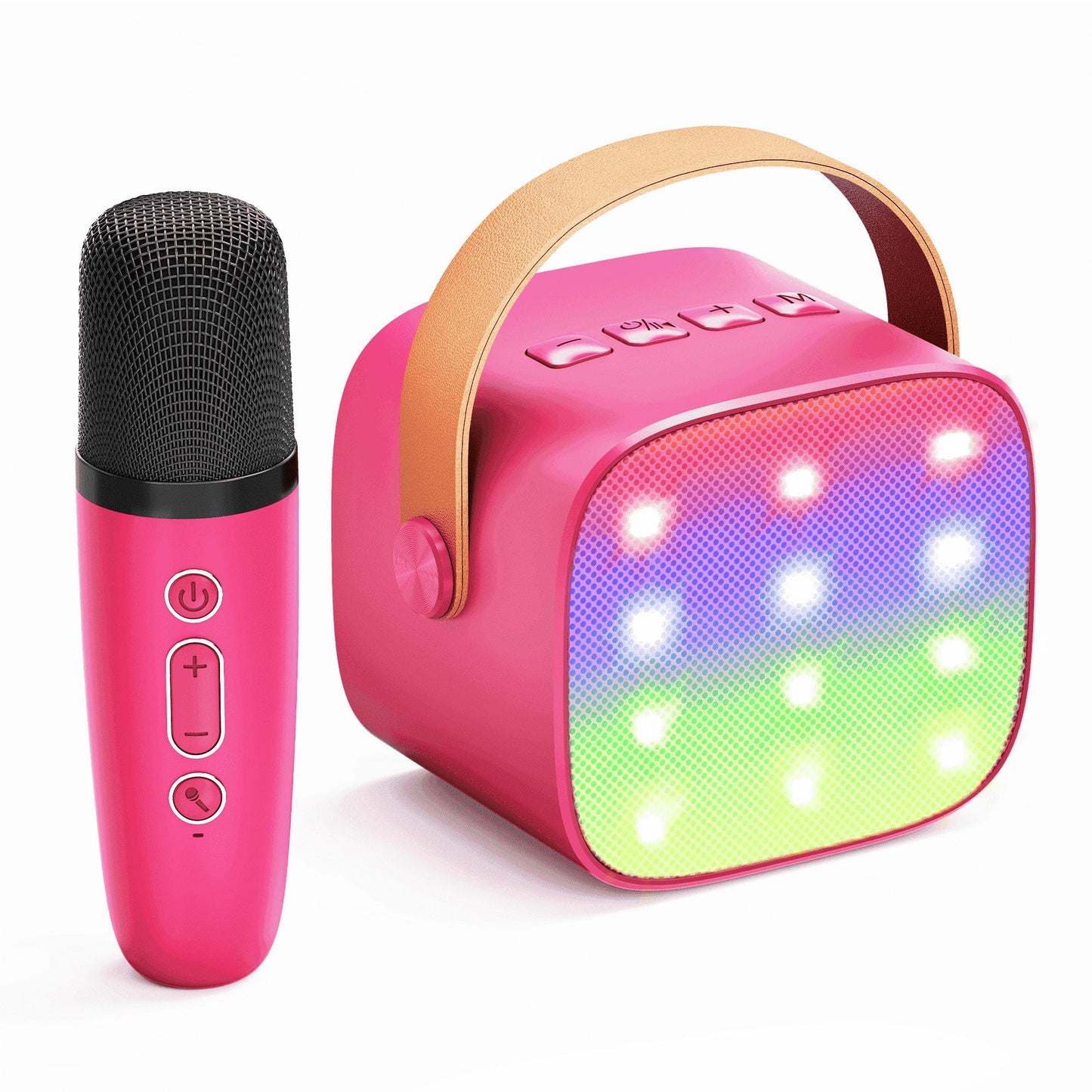 BONAOK Mini Karaoke Machine for Kids Adults, Portable Bluetooth Singing Speaker with Microphone, Ideal Birthday Gift for Girls Boys Home Family Party, Rose