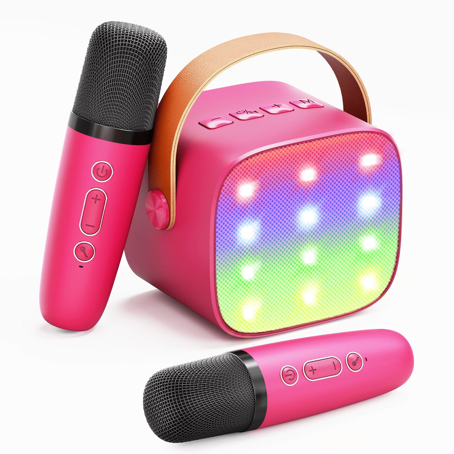 Bonaok Mini Karaoke Machine for Kids, Portable Speaker with 2 Wireless Microphones for Singing, Gift for 4-12+ Years Old Girls, Rose