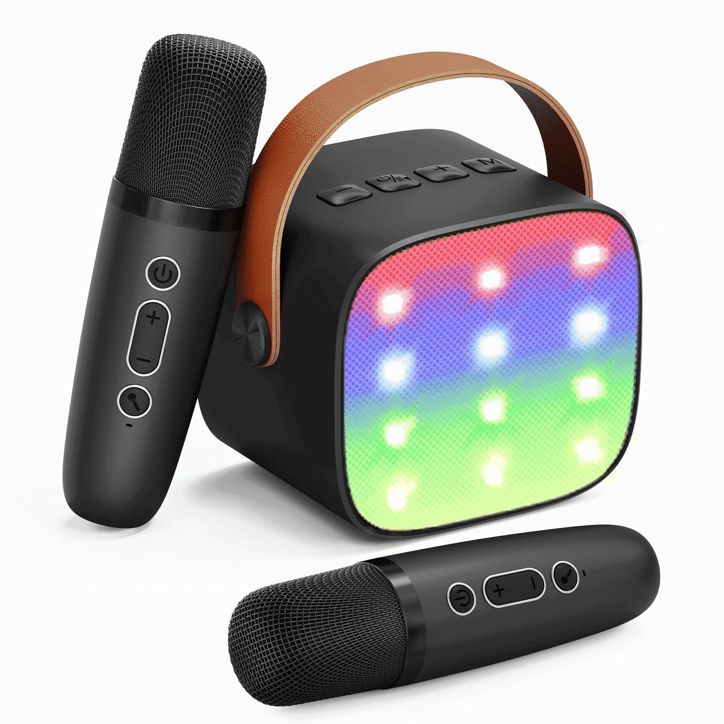 BONAOK Mini Karaoke Machine for Kids Adults, Portable Bluetooth Singing Speaker with 2 Mics, Ideal Birthday Gift for Girls Boys Home Family Party, Black