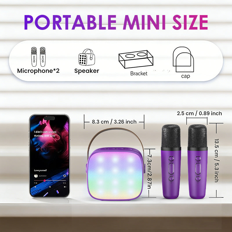 BONAKO Mini Karaoke Machine for Kids Adults, Portable Bluetooth Singing Speaker with 2 Mics, Ideal Birthday Gift for Girls Boys Home Family Party (Dark purple)