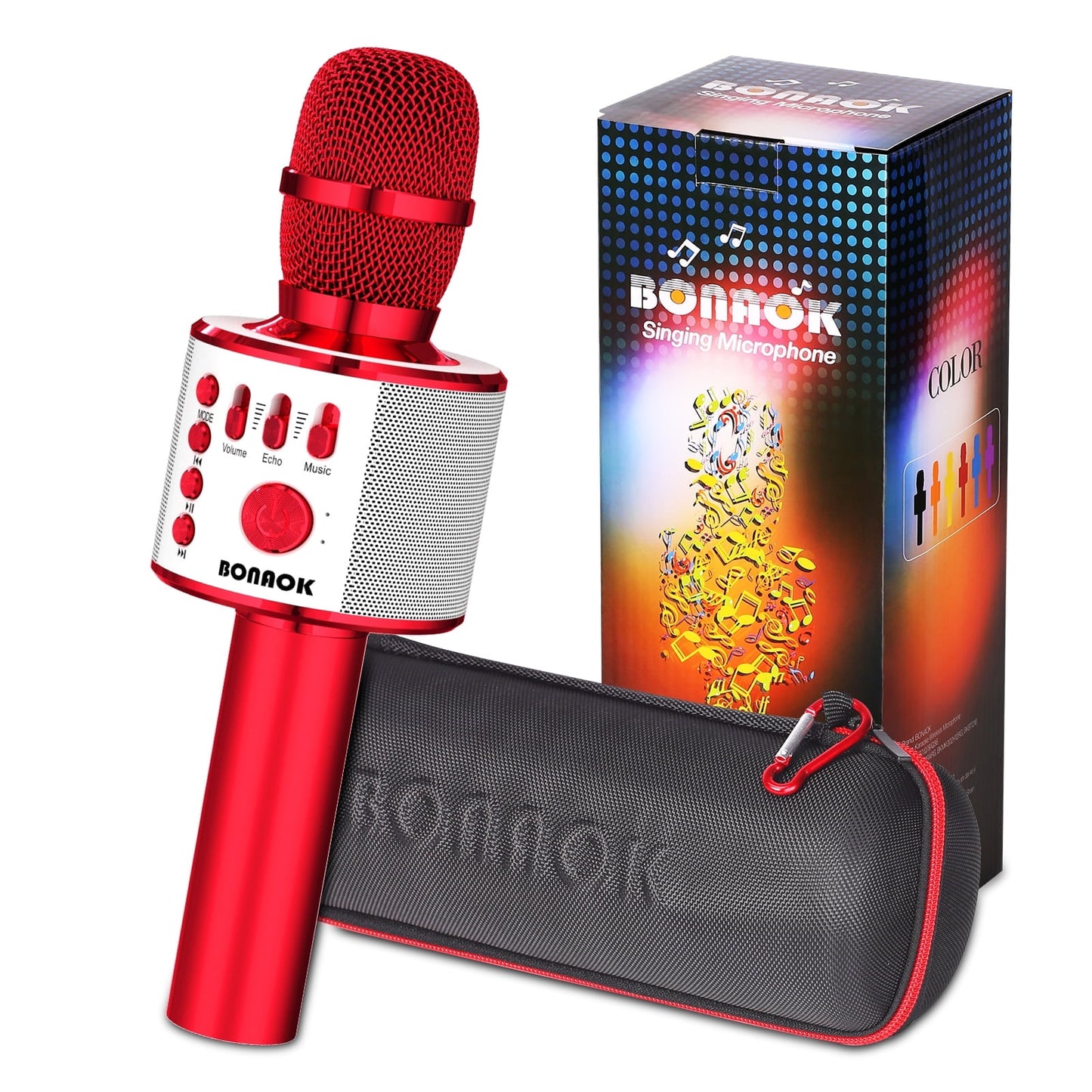 BONAOK Wireless Bluetooth Karaoke Microphone, 3-in-1 Portable Handheld Mic Speaker for All Smartphones,Gifts for Kids Adults Q37 (Rose Gold)