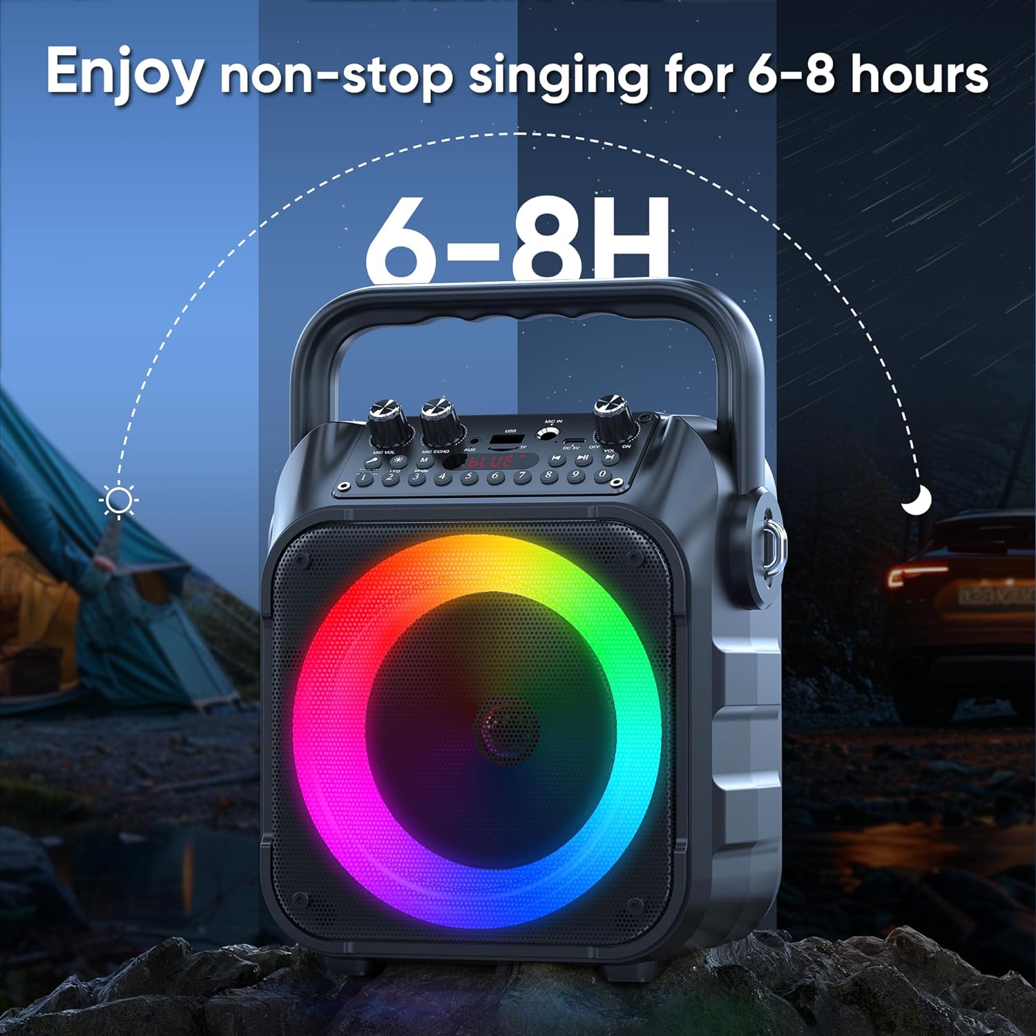 BONAOK Draadloze Bluetooth Karaoke Microfoon met Stuurbare LED-Lampen BONAOK Draadloze Bluetooth Karaoke Microfoon met Stuurbare LED-Lampen