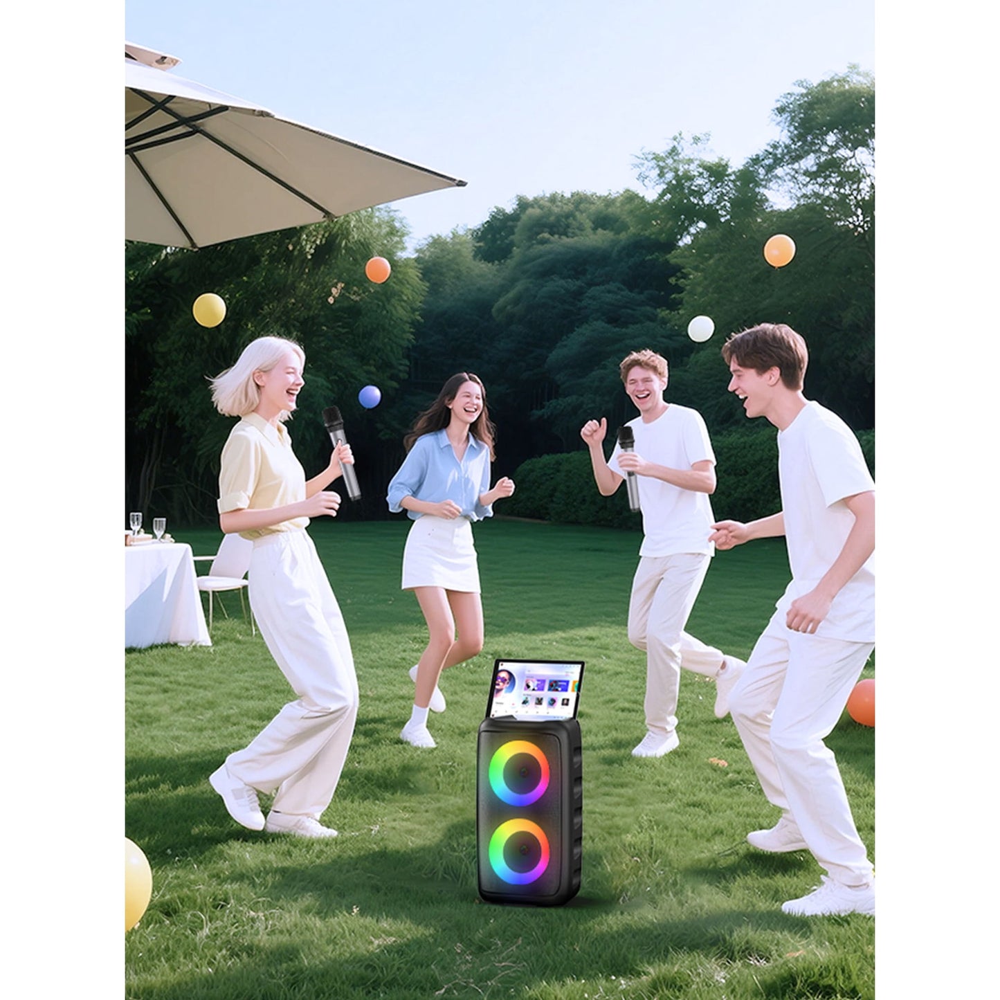 BONAOK Karaoke Machine for Adults, Portable Bluetooth Speaker with 2 Wireless Karaoke Microphones, Birthday Gift