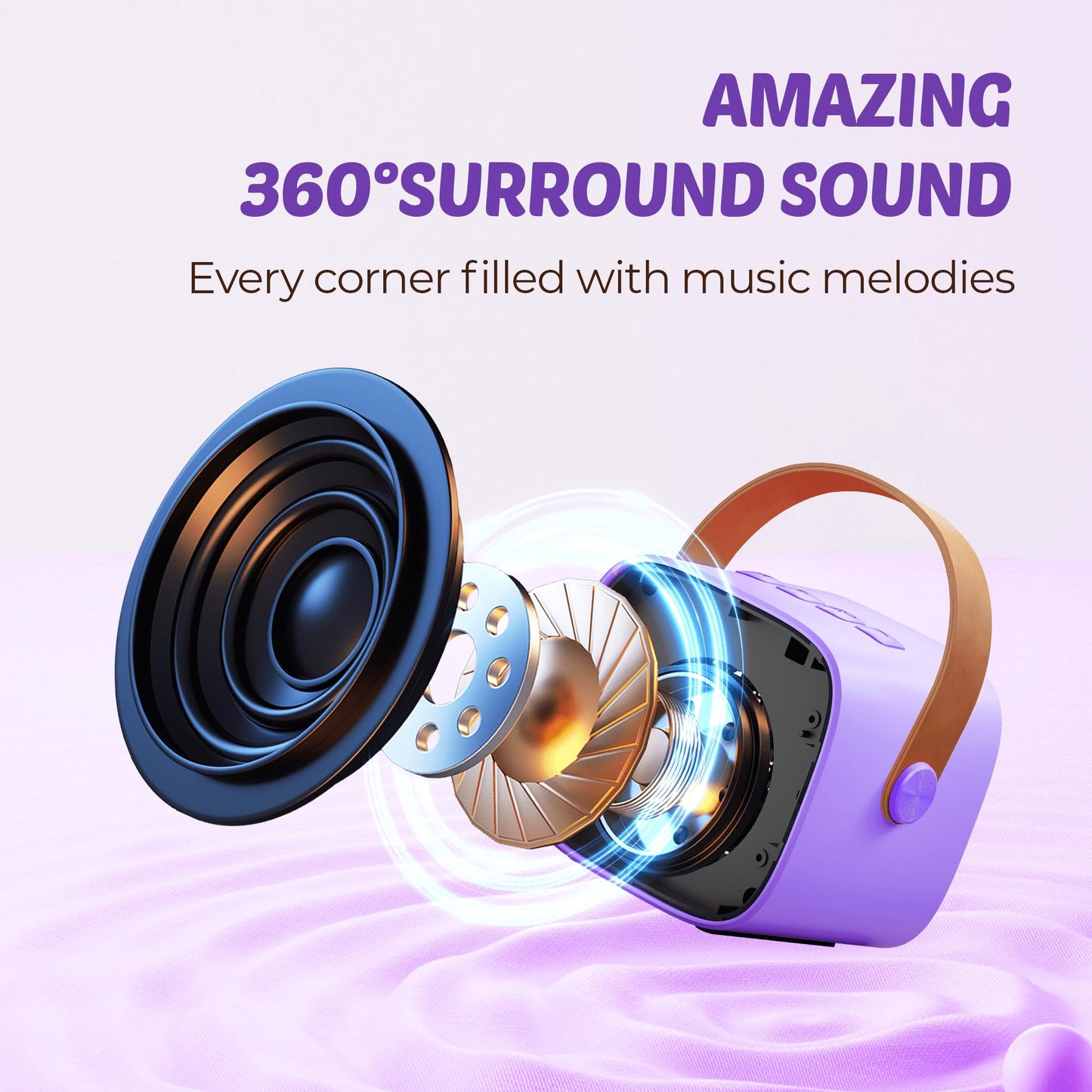 BONAKO Mini Karaoke Machine for Kids Adults, Portable Bluetooth Singing Speaker with 2 Mics, Ideal Birthday Gift for Girls Boys Home Family Party, Purple
