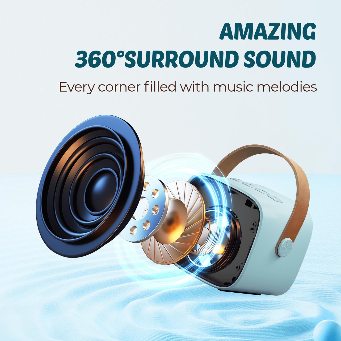 BONAOK Mini Karaoke Machine for Kids Adults, Portable Bluetooth Singing Speaker with 2 Mics, Ideal Birthday Gift for Girls Boys Home Family Party, Blue