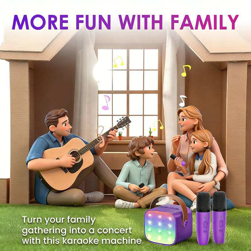 BONAKO Mini Karaoke Machine for Kids Adults, Portable Bluetooth Singing Speaker with 2 Mics, Ideal Birthday Gift for Girls Boys Home Family Party (Dark purple)