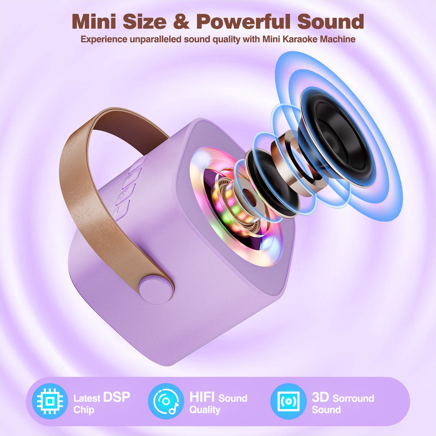 Mini Karaoke Machine for Kids Adults,Portable Bluetooth Speaker with 2 Wireless Microphones, Christmas Kids Toys Gifts for Girls 4-12 Year Old Birthday Family Home Party