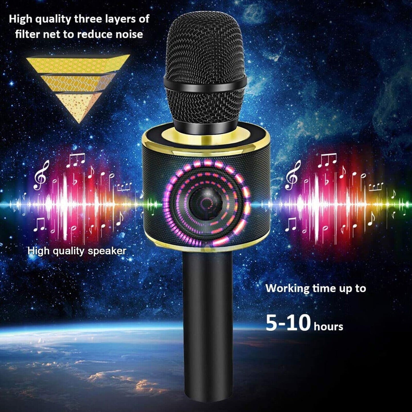 BONAOK Wireless Bluetooth Karaoke Microphone, 3-in-1 Portable Handheld Mic Speaker for All Smartphones,Gifts for Kids Adults Q37 (Rose Gold)