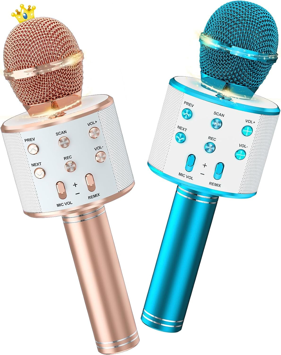 BONAOK 2 Pack Karaoke Microphone for Kids Adults, Wireless Bluetooth Karaoke Microphone for Singing, Portable Handheld Mic Speaker Machine,Birthday Gifts Toys for Girls Boys Teens(Blue & Purple)