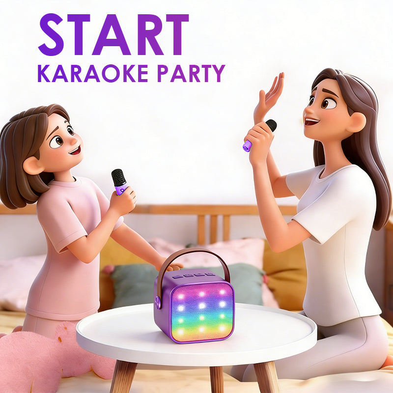 BONAKO Mini Karaoke Machine for Kids Adults, Portable Bluetooth Singing Speaker with 2 Mics, Ideal Birthday Gift for Girls Boys Home Family Party (Dark purple)