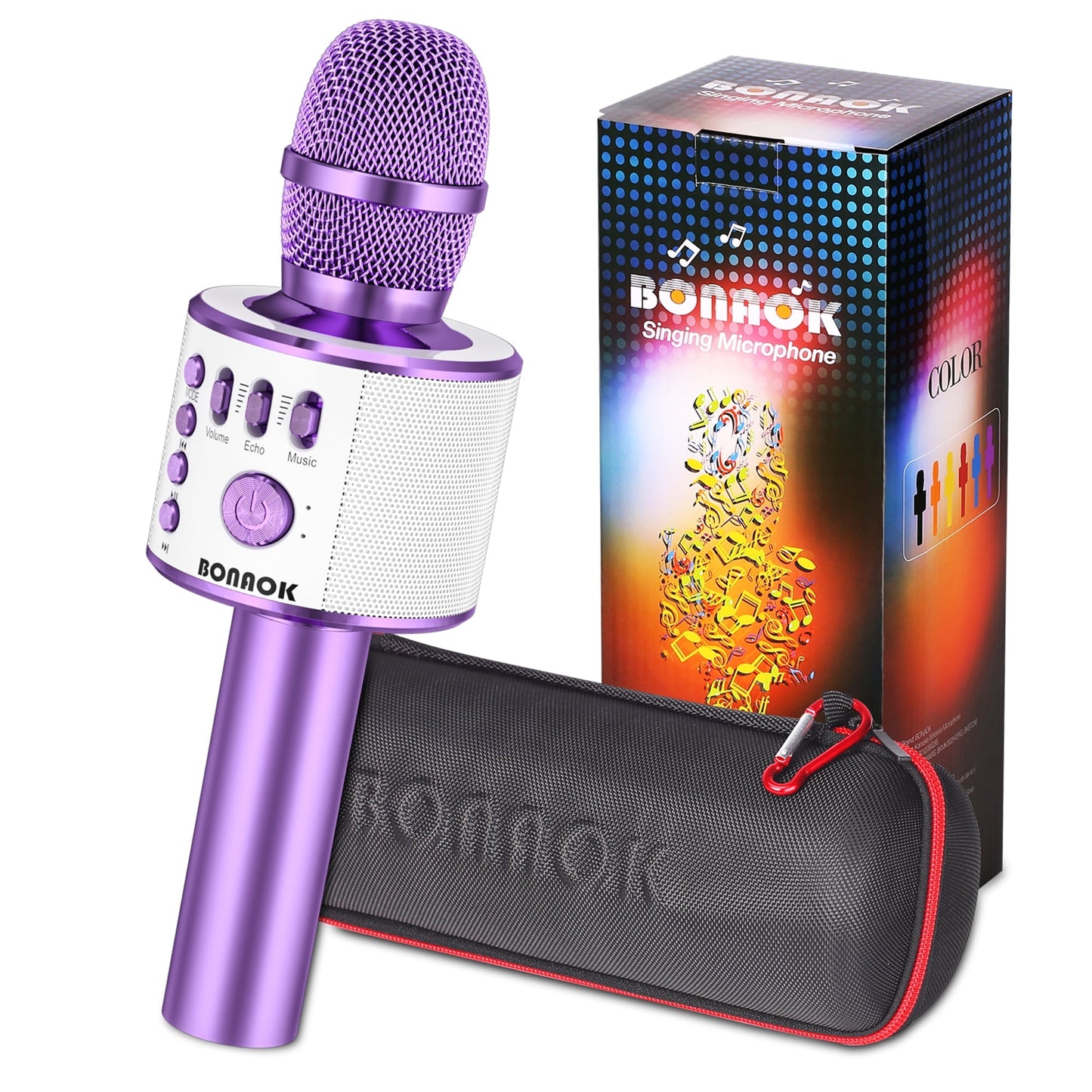 BONAOK Wireless Bluetooth Karaoke Microphone, 3-in-1 Portable Handheld Mic Speaker for All Smartphones,Gifts for Kids Adults Q37 (Rose Gold)