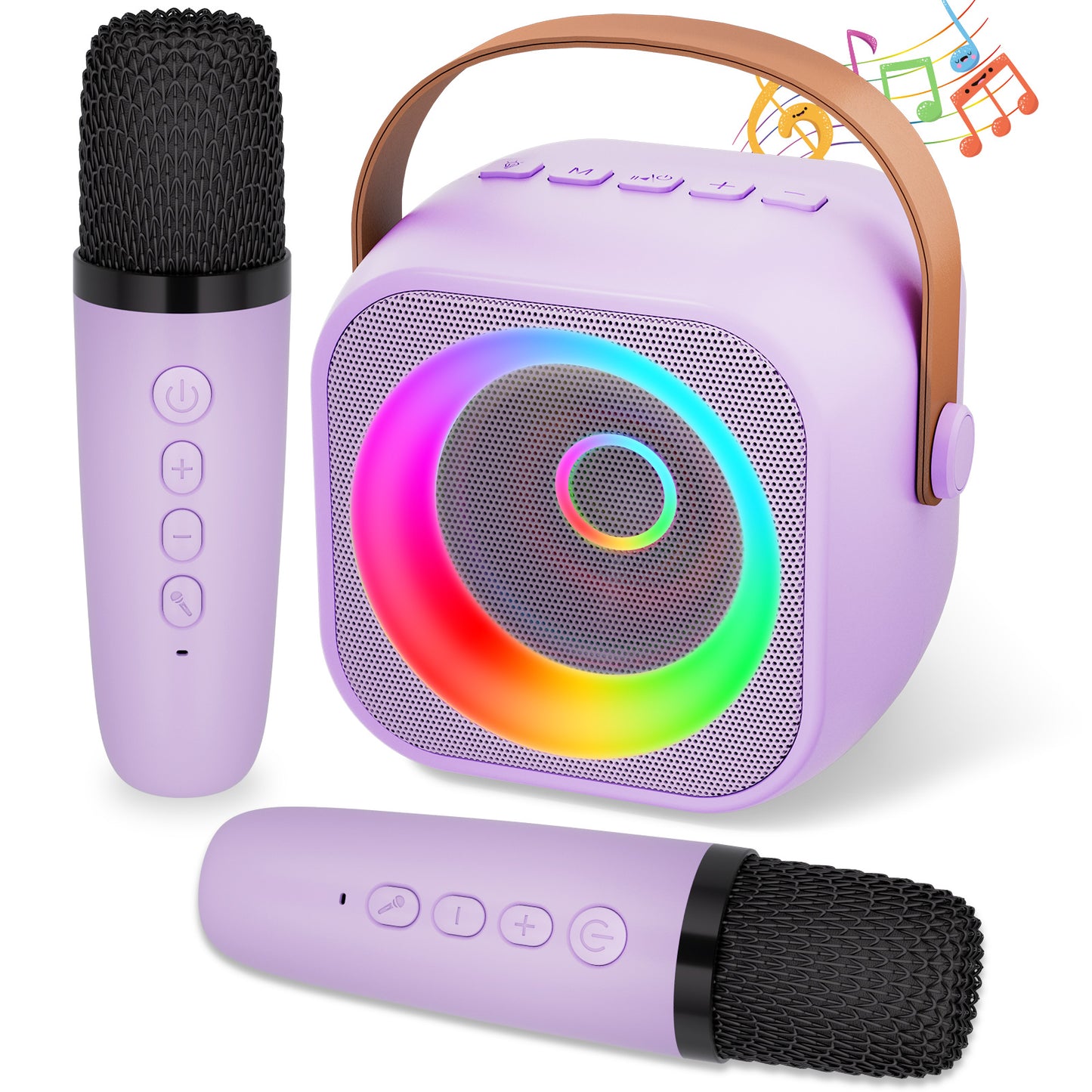 Karaoke Machine for Kids Adults,Mini Portable Bluetooth Speaker with 2 Wireless Microphone, Karaoke Toys Birthday Gifts for Girls Boys 3-12 Years Old Toddler Toys(Pink)