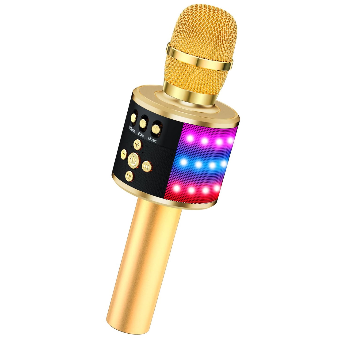 BONAOK Bluetooth Wireless Karaoke Microphone with LED Lights,4-in-1 Portable Handheld Mic with Speaker Karaoke Player for Singing Home Party Toys Birthday Gift for Kids Adults Q78(Rose Gold)