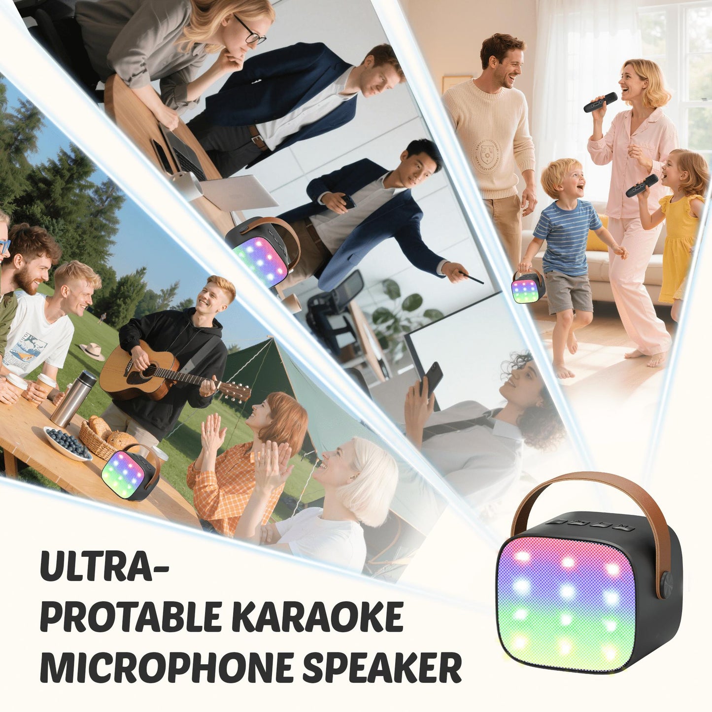 BONAOK Mini Karaoke Machine for Kids Adults, Portable Bluetooth Singing Speaker with Microphone, Ideal Birthday Gift for Girls Boys Home Family Party, Black