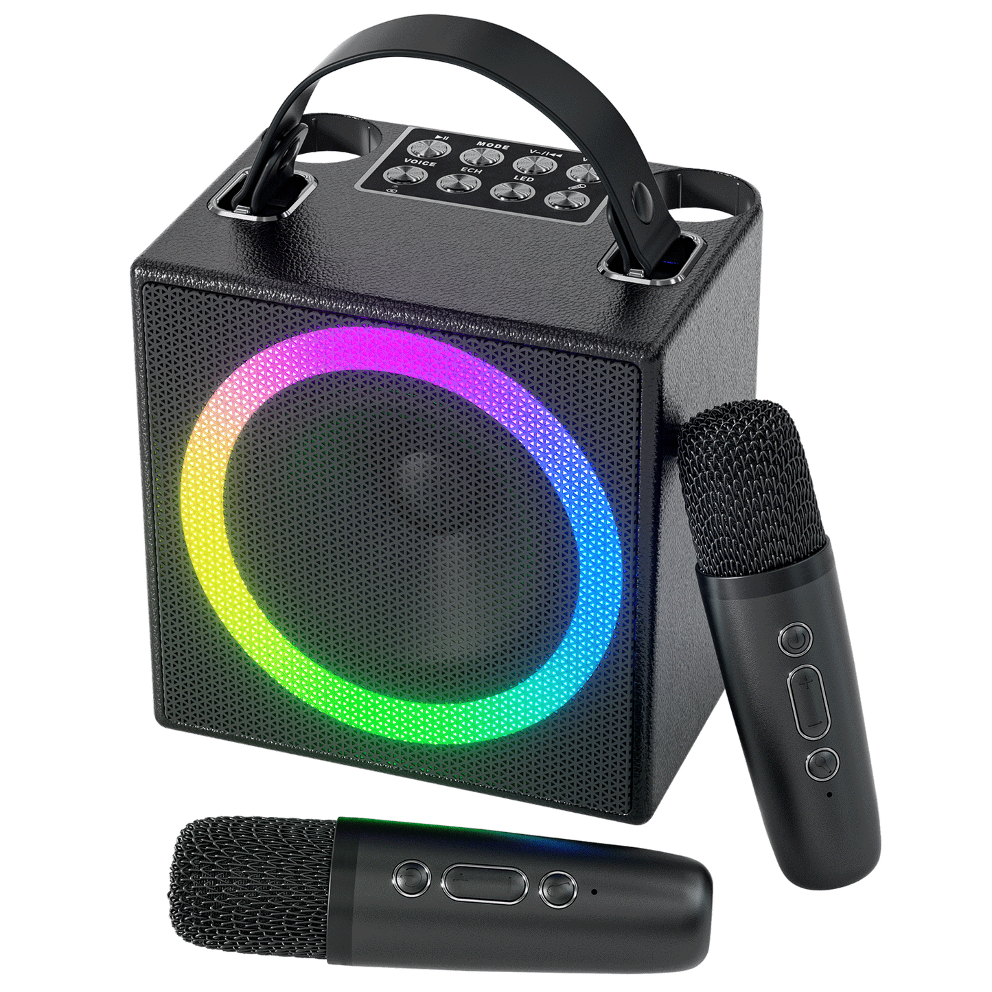 BONAOK Karaoke Machine with 2 Wireless Microphones, Bluetooth Portable Karaoke Singing Machine with RGB LED Light PA System