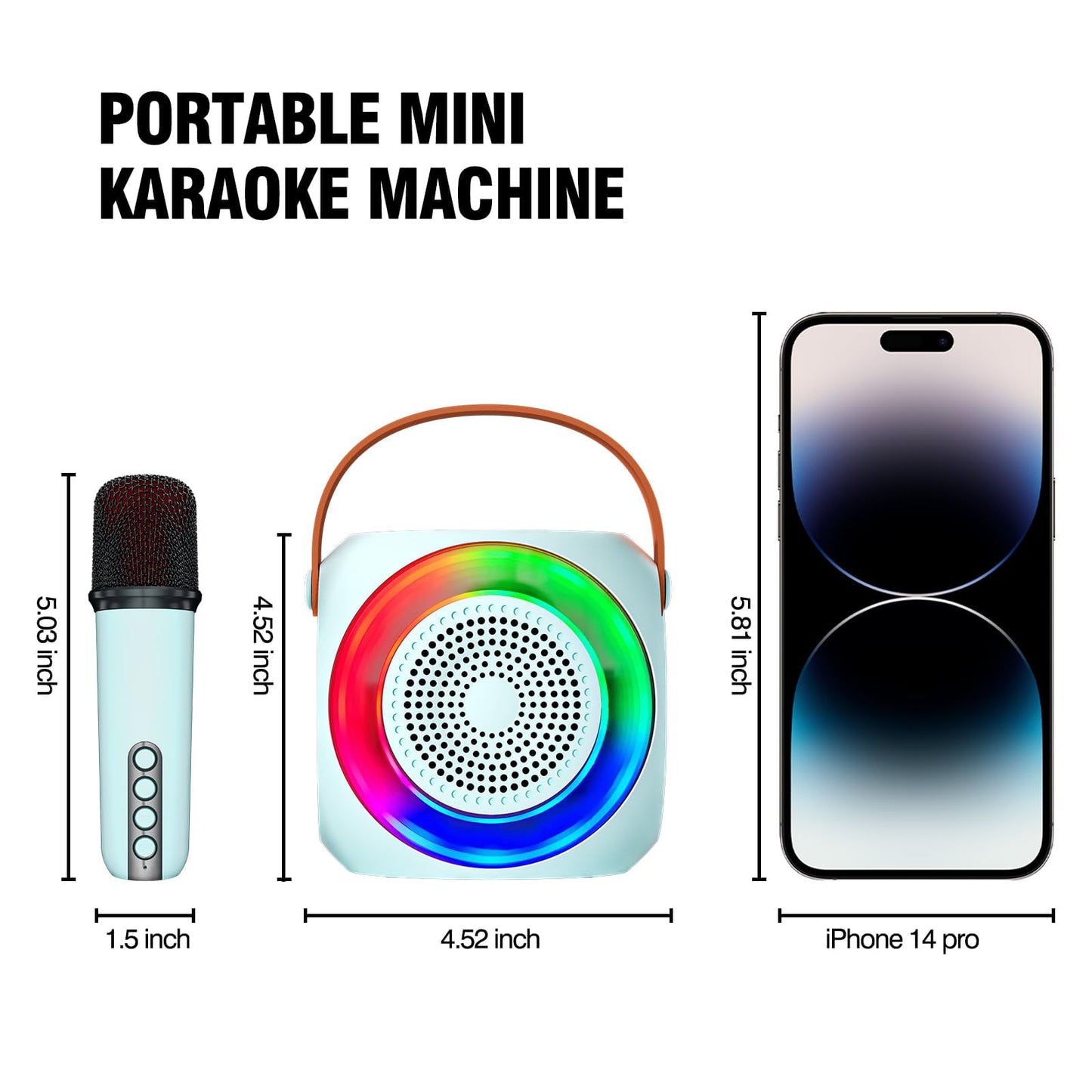 BONAOK Mini Karaoke Machine for Kids Adults, Portable Karaoke Speaker with 2 Wilreless Microphones and Bluetooth for Home Party, Birthday Gifts for Boys/Girls(Pink)