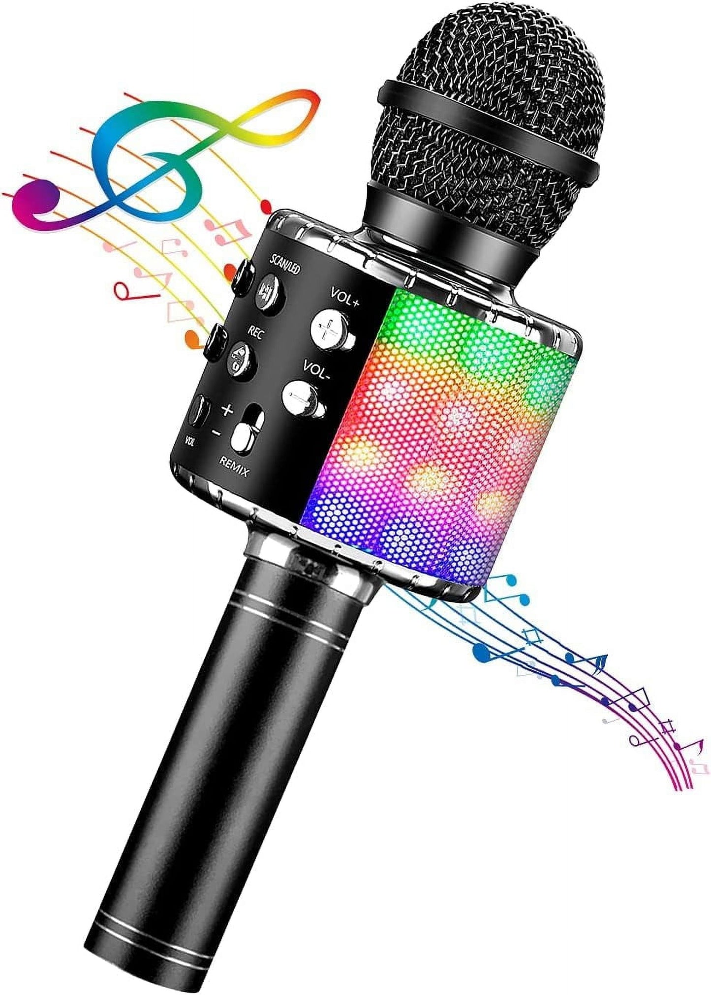 BONAOK Karaoke Microphone for Kids, Portable Wireless Bluetooth Microphone with LED Lights, Karaoke Mic Speaker Machine for Girls Boys Gifts(Rose Gold)