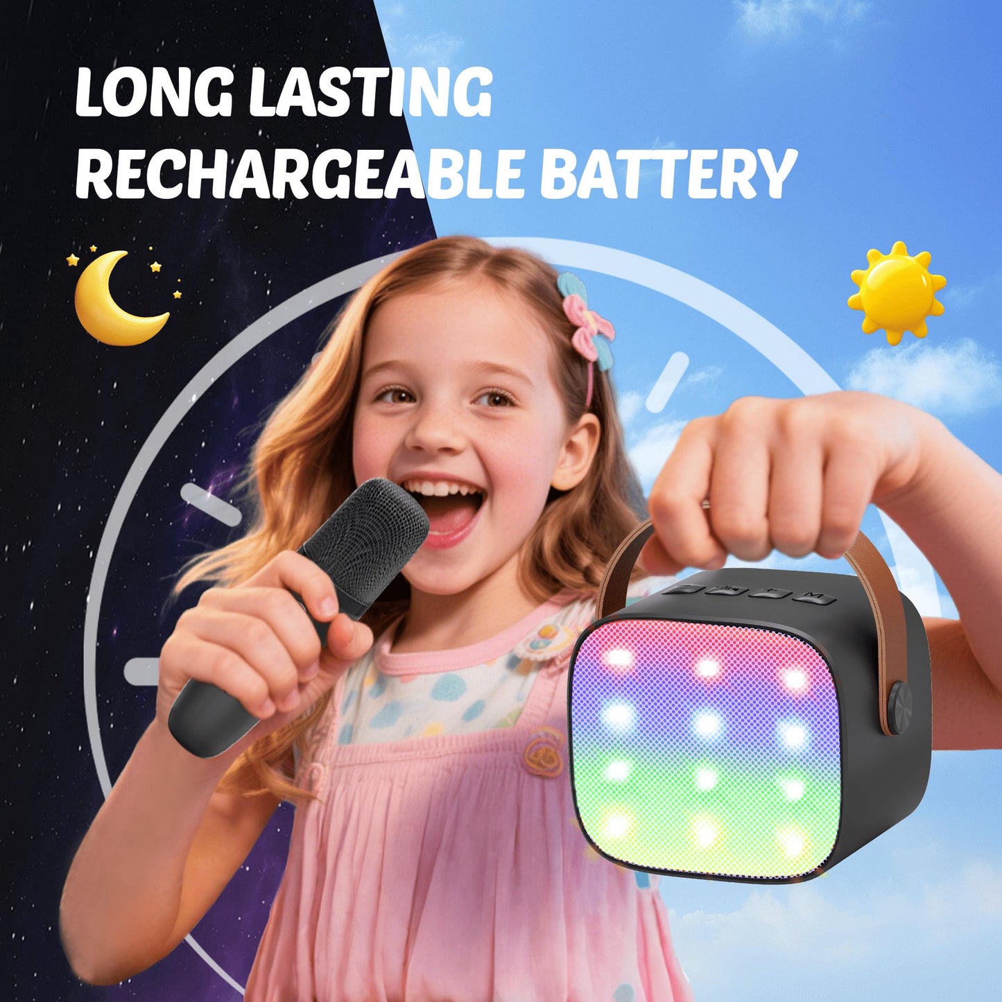 BONAOK Mini Karaoke Machine for Kids Adults, Portable Bluetooth Singing Speaker with Microphone, Ideal Birthday Gift for Girls Boys Home Family Party, Black