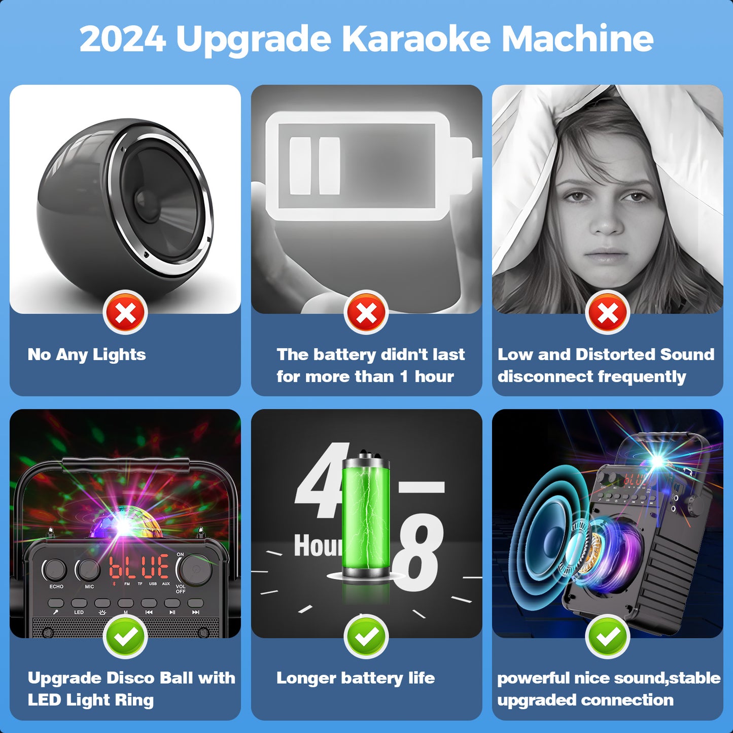 BONAOK Karaoke Machine for Adult, Home Karaoke System with 2 Wireless Karaoke Microphones