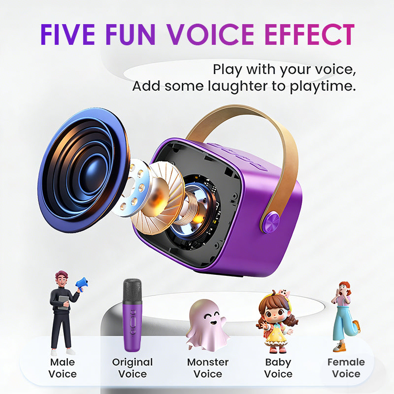 BONAKO Mini Karaoke Machine for Kids Adults, Portable Bluetooth Singing Speaker with 2 Mics, Ideal Birthday Gift for Girls Boys Home Family Party (Dark purple)