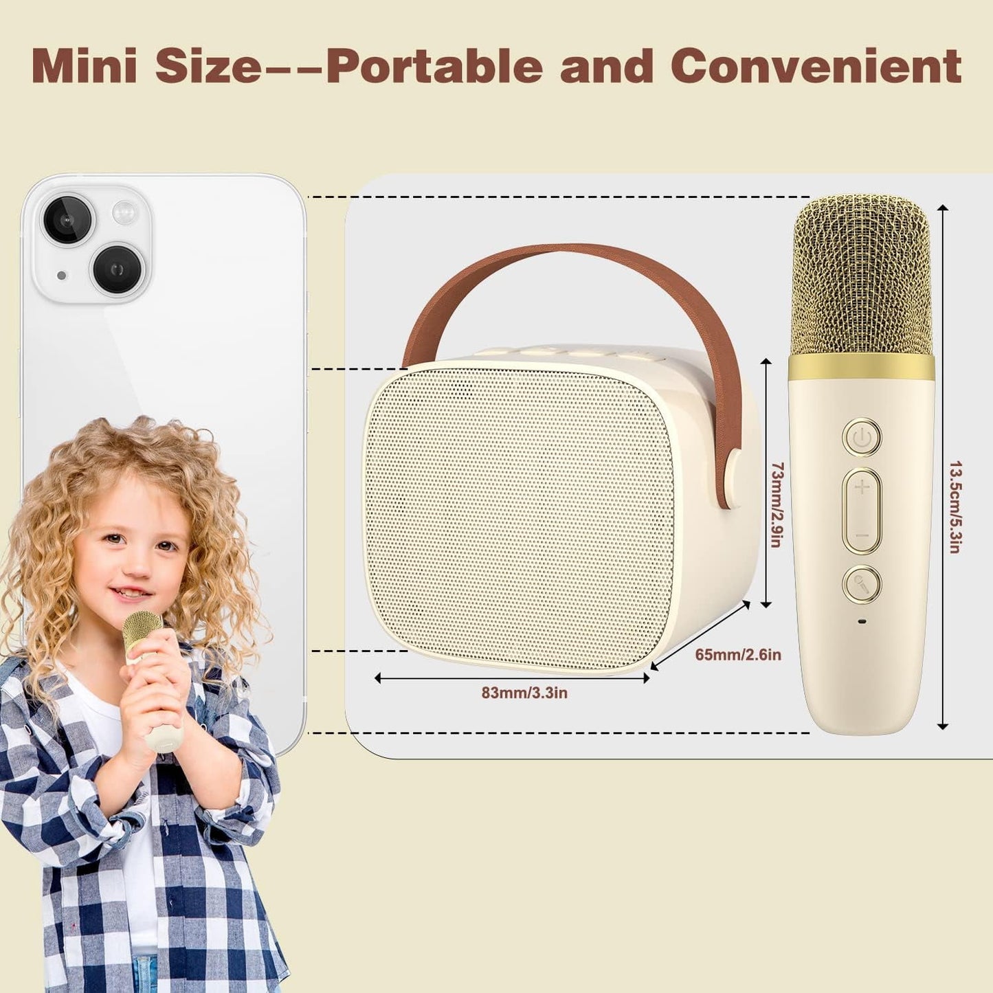 BONAOK Mini Karaoke Machine for Kids Adults, Portable Bluetooth Speaker with 2 Wireless Microphone, Karaoke Singing Gifts Toys (Pink)