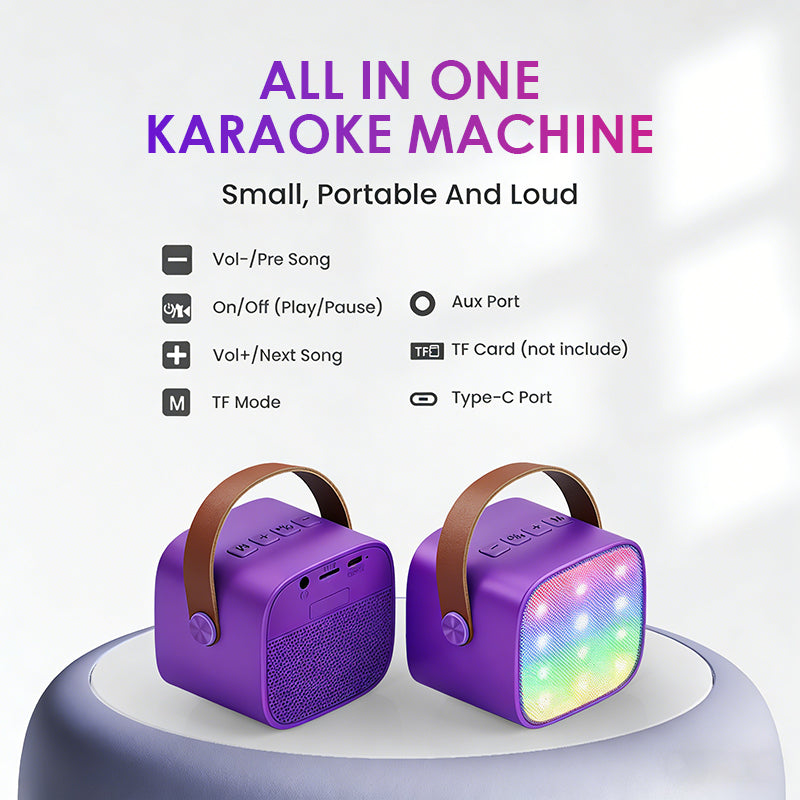BONAKO Mini Karaoke Machine for Kids Adults, Portable Bluetooth Singing Speaker with 2 Mics, Ideal Birthday Gift for Girls Boys Home Family Party (Dark purple)