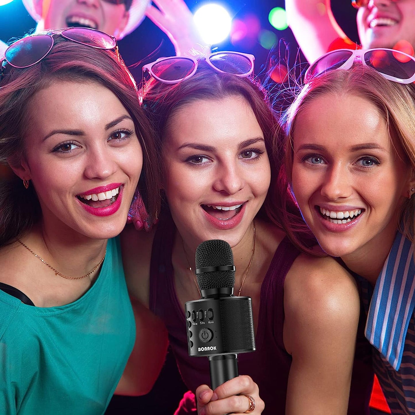 BONAOK Wireless Bluetooth Karaoke Microphone, 3-in-1 Portable Handheld Mic Speaker for All Smartphones,Gifts for Kids Adults Q37 (Rose Gold)