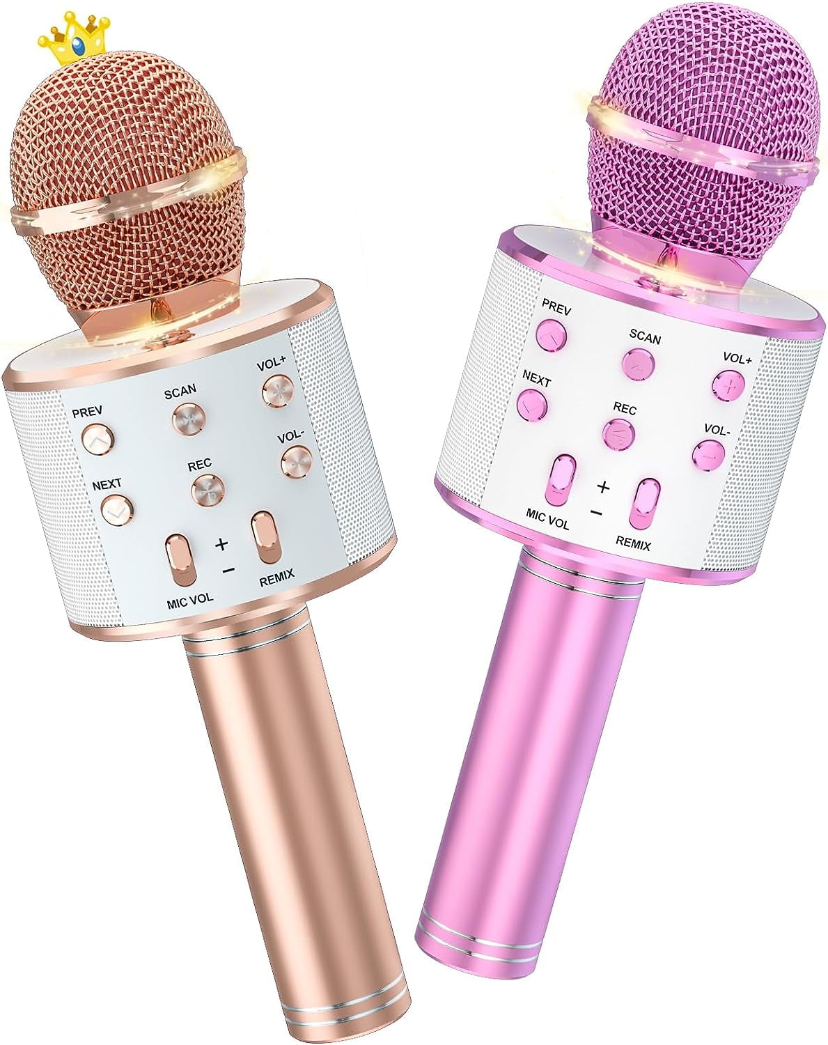 BONAOK 2 Pack Karaoke Microphone for Kids Adults, Wireless Bluetooth Karaoke Microphone for Singing, Portable Handheld Mic Speaker Machine,Birthday Gifts Toys for Girls Boys Teens(Blue & Purple)