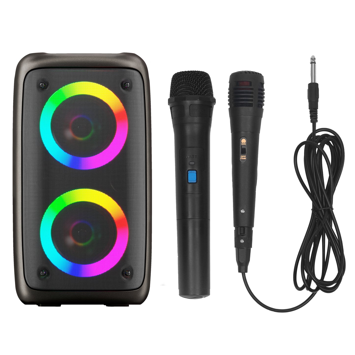 BONAOK Portable Karaoke Machine with 2 Handheld Microphones Speaker Lights TWS, AUX, Rechargeable